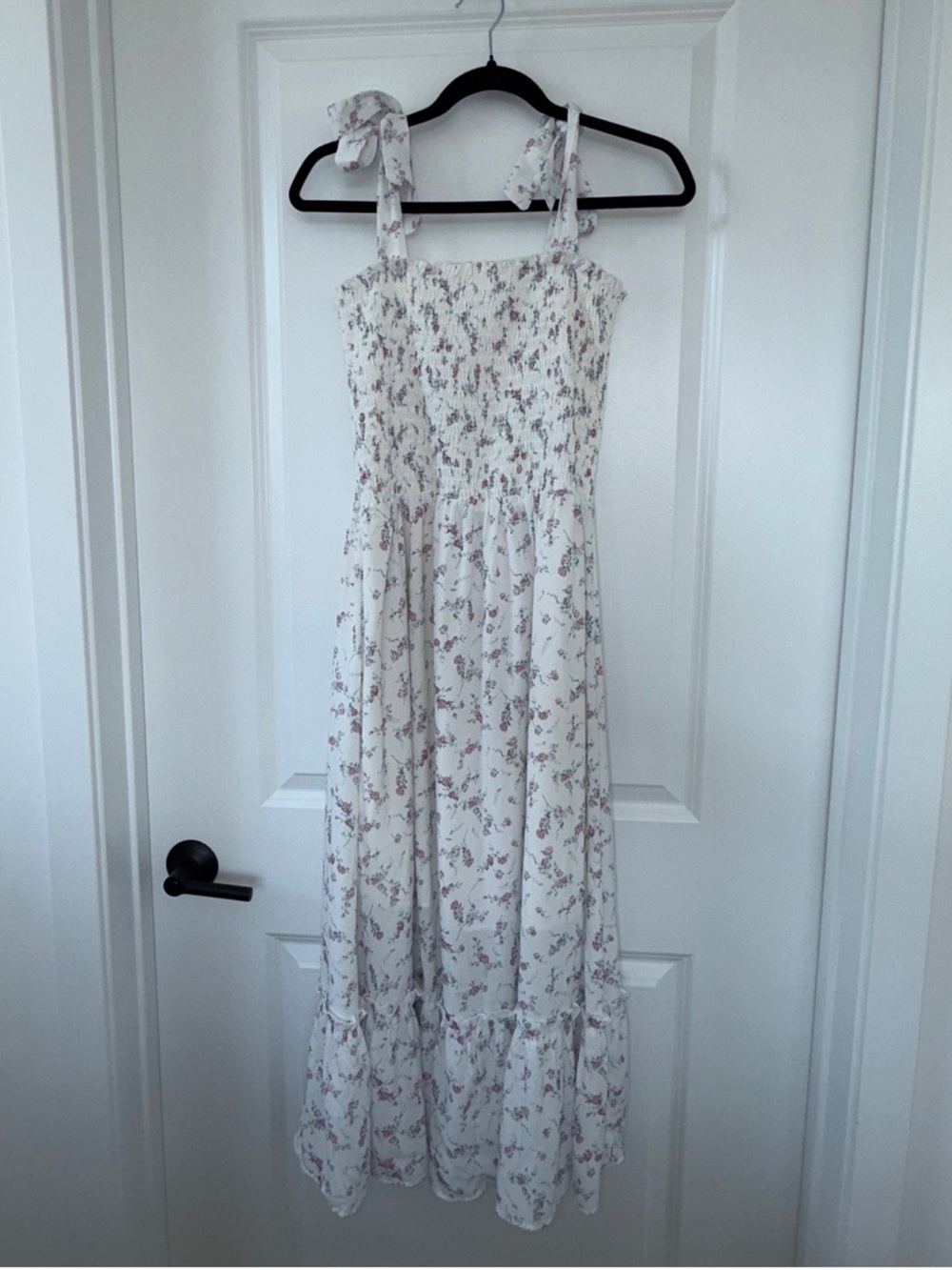 Imily Bela White Floral Smocked Maxi Dress Size L